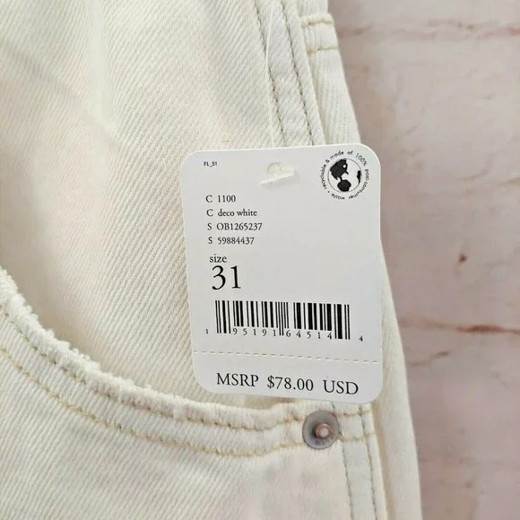 Free People We The Free Brea Distressed Denim Skirt Frayed Hem Deco White 31 Nwt - Picture 7 of 8